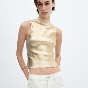 MANGO Metallic knit top